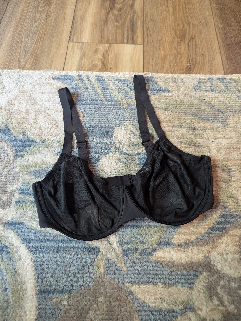 Skims Unpadded Underwire Mesh Black Bra